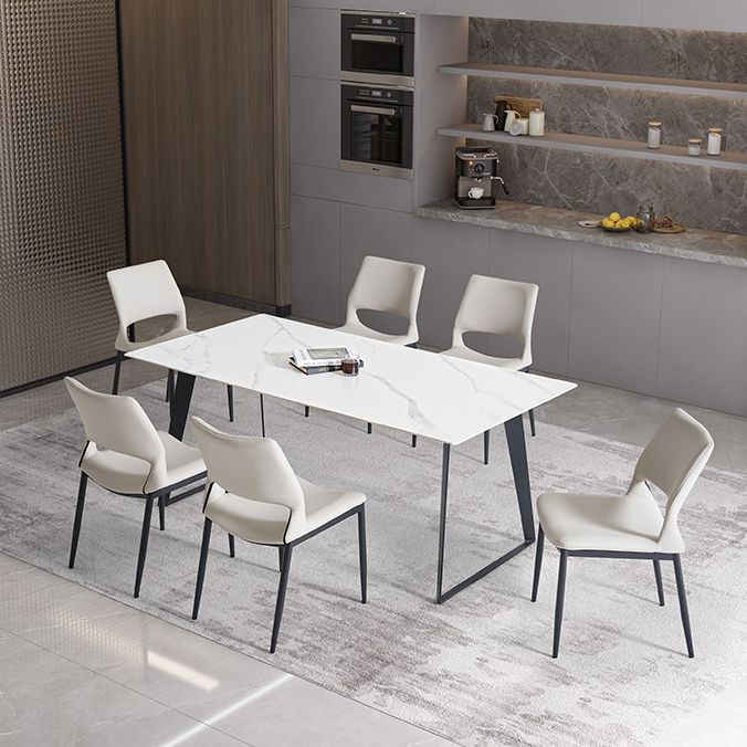 Modern Sintered Stone Dining Set White Multi Purpose Dining Table Furniture for Dining Room Clearhalo 'Dining Room Sets' 'Dining Tables & Seating' 'dining_room_set' 'furn' 'furn_dining_room_set' 'Furniture' 'furniture_dining_room_set' 'Kitchen & Dining Furniture' 'kitchen&dining_furn' 'kitchen' 1200x1200_9f9739ab-6d60-4070-a227-e7015edd4eb5