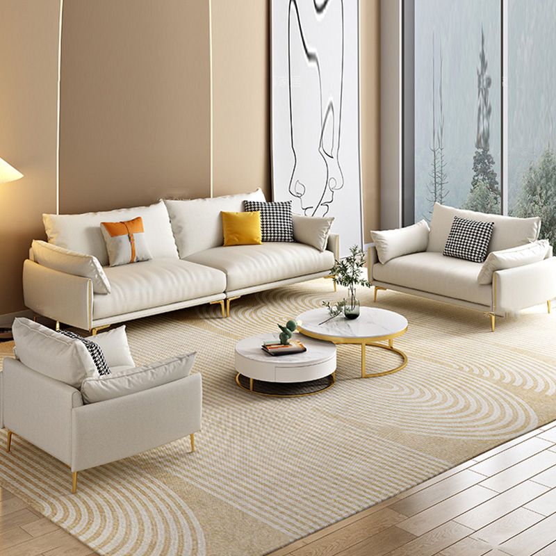 Pillow Top Arm Sofa Light Yellow Luxurious Sofa with Bolster Pillows