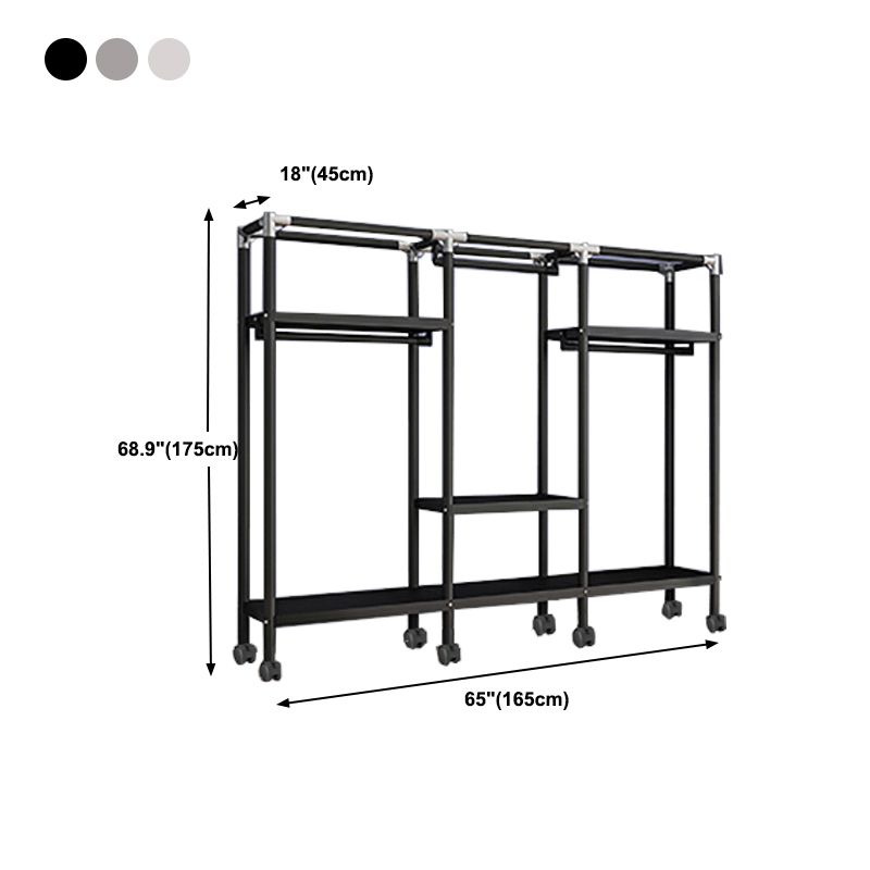 Eigentijdse stijl garderobe armoire metalen frame armoire met kledingstaaf voor thuis