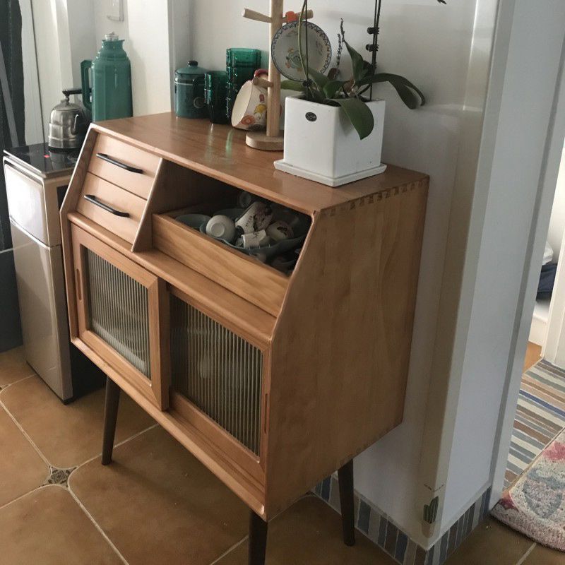 Mid-Century Modern Accent Cabinet with Glass Door and Shelf and 2 Drawers Clearhalo 'Cabinets & Chests' 'cabinets_chests' 'furn' 'furn_cabinets_chests' 'Furniture' 'Living Room Furniture' 1200x1200_9f9887fb-e893-4bc5-8a64-eecc986c5b56