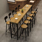 Mesa de altura de barra industrial, mesa de pub tipo bistró con tapa de madera maciza y base de caballete