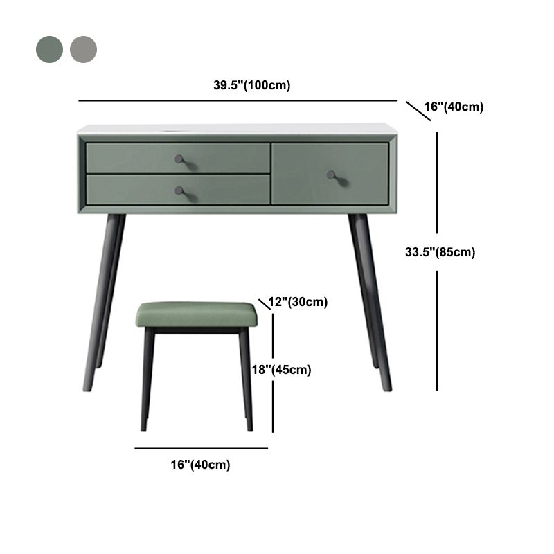 Hedendaagse houten ijdelheid make -uptafel set 3 ladekapida