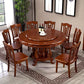 Brown Wood Dining Table for Home Rubberwood Dinette Table with Pedestal