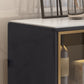 Sideboard in stile glam Sideboard di sala da pranzo in pietra con porte di vetro