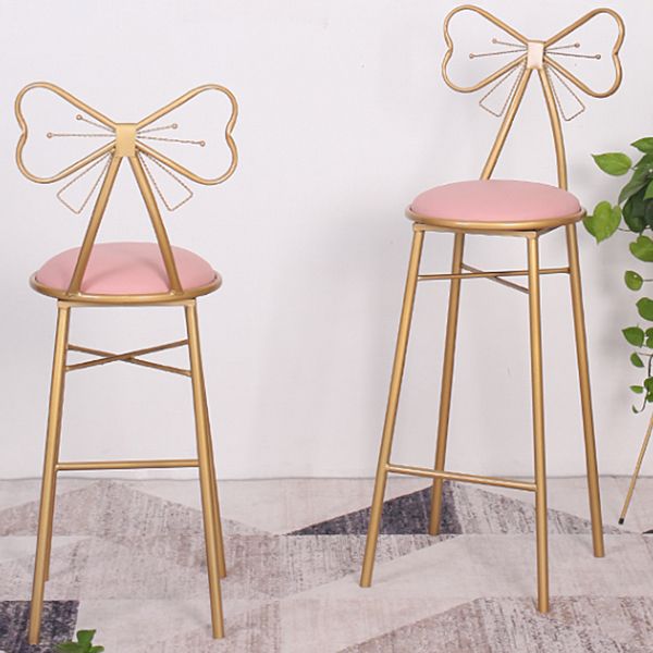 Nordic Armless Backrest Counter Stool Iron Cafe Bar Stool with Leather Cushion and Pedal Clearhalo 'Bar Furniture' 'Bar Stools' 'bar_stools' 'furn' 'furn_bar_stools' 'Furniture' 'furniture_bar_stools' 'Kitchen & Dining Furniture' 1200x1200_9f9c9741-ee39-4dcc-8a1b-02b15349260f