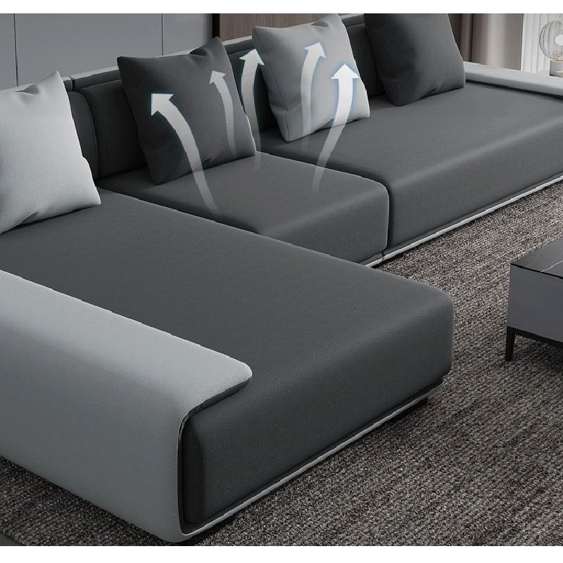 Dark Grey Modular Sectional with Square and Pillow Back Cushion Clearhalo 'furn' 'furn_sectionals' 'Furniture' 'furniture_sectionals' 'kitchen' 'kitchen_sectionals' 'Living Room Furniture' 'Sectionals' 1200x1200_9f9d3d0f-2d42-49a6-9b37-347ea618288f