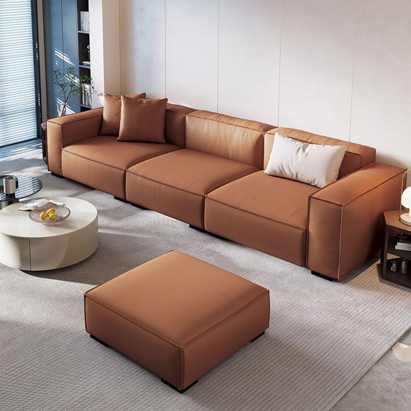 Tessuto in stile moderno e in pelle di bue divano rettangolare bianco/arancione