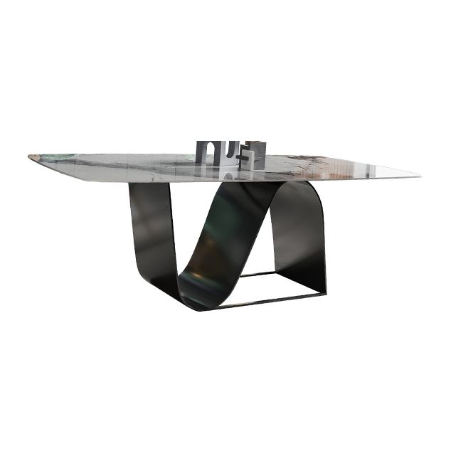 Modern Gray Kitchen Dining Set Sintered Stone Top Rectangle Dining Set with Trestle Base Clearhalo 'Dining Room Sets' 'Dining Tables & Seating' 'dining_room_set' 'furn' 'furn_dining_room_set' 'Furniture' 'furniture_dining_room_set' 'Kitchen & Dining Furniture' 'kitchen&dining_furn' 'kitchen' 1200x1200_9f9d91ad-eced-4b53-aefe-43adc355943e