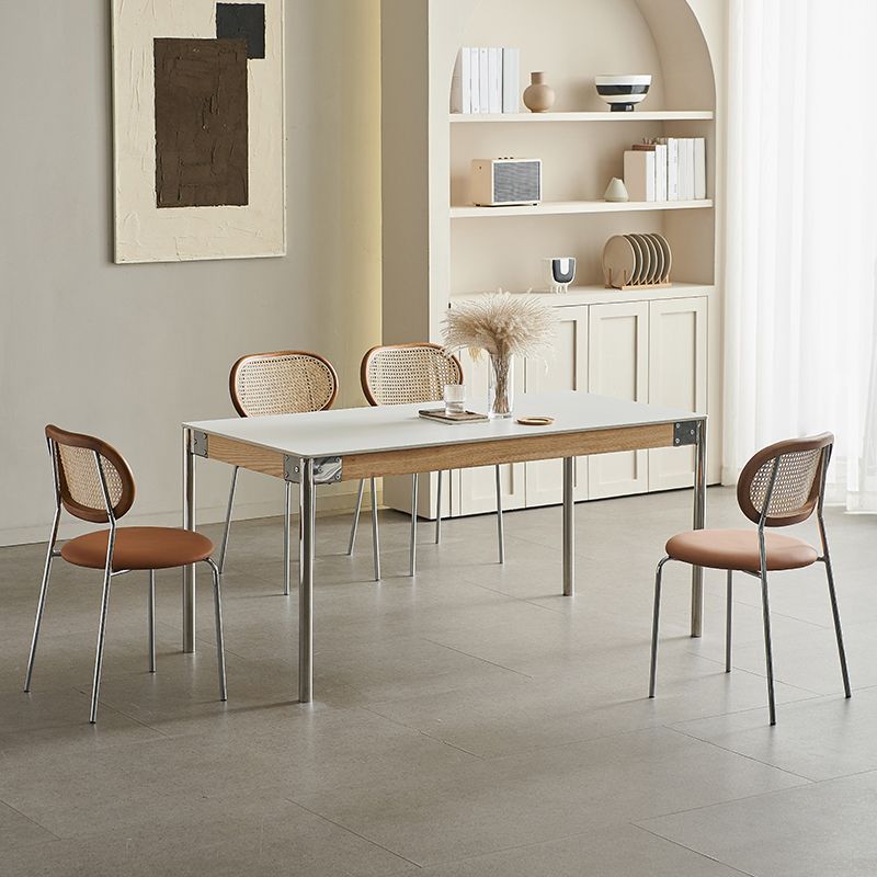 Sintered Stone Dining Table Set 1/4/5 Pcs Rectangle Dining Table with Armless Chairs Clearhalo 'Dining Room Sets' 'Dining Tables & Seating' 'dining_room_set' 'furn' 'furn_dining_room_set' 'Furniture' 'Kitchen & Dining Furniture' 1200x1200_9fa17a10-4866-4e31-ba8b-11e0521f67b7