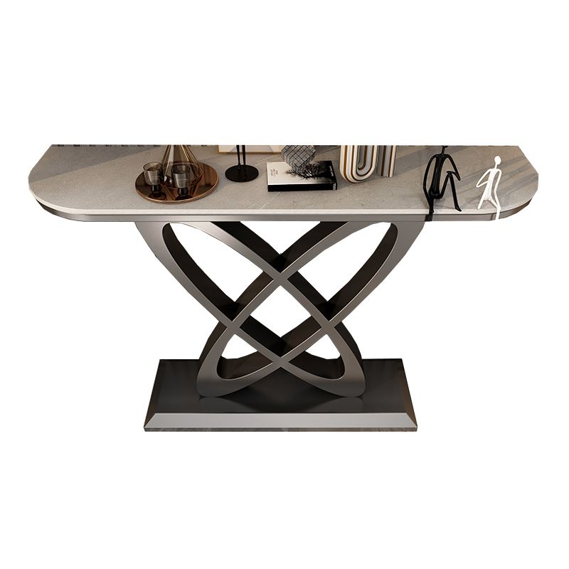 Pedestal Glam Slate Rectangle Scratch Resistant Console Table Clearhalo 'Console Tables' 'console_tables' 'Entry & Mudroom Furniture' 'furn' 'furn_console_tables' 'Furniture' 1200x1200_9fa2ef3f-4554-4d43-8cba-23be6fafff0d