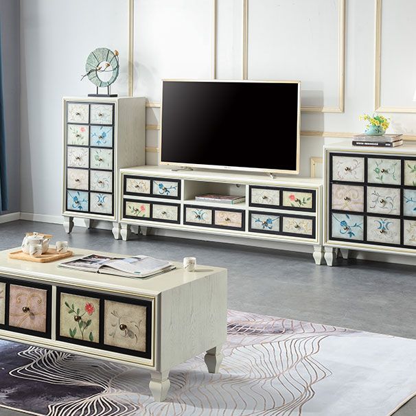 Coffre blanc et marron coffre de rangement en bois traditionnel pour chambre à coucher