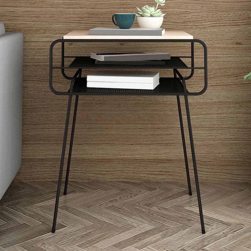 Iron Accent Table Nightstand Contemporary Bedside Cabinet with 2 Shelves ,21" Tall Clearhalo 'Bedroom Furniture' 'furn' 'furn_night_stand' 'Furniture' 'night_stand' 'Nightstands' 1200x1200_9fa49715-b913-475a-bcdc-a2df2ca52b24