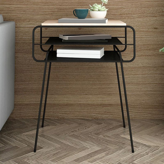 Iron Accent Table Nightstand Contemporary Bedside Cabinet with 2 Shelves ,21" Tall Clearhalo 'Bedroom Furniture' 'furn' 'furn_night_stand' 'Furniture' 'night_stand' 'Nightstands' 1200x1200_9fa49715-b913-475a-bcdc-a2df2ca52b24