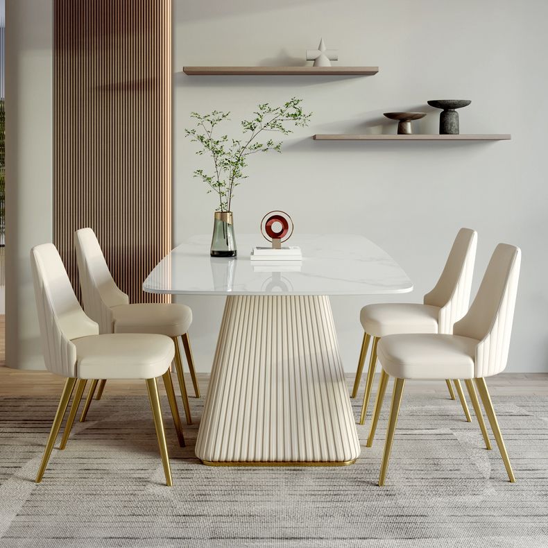 Estilo moderno 1/2/5/7 piezas Mesa de piedra rectangular de mesa en blanco