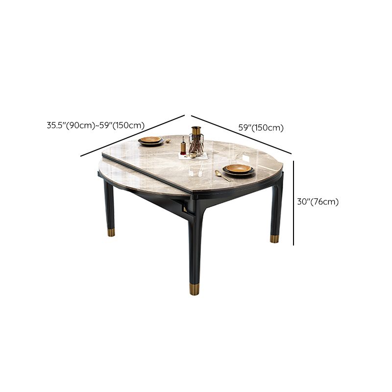 無地の木製の脚のある現代の丸い灰色の石のダイニングテーブル