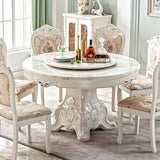 Stone Top Dining Table Round Dining Table with Pedestal Base in White