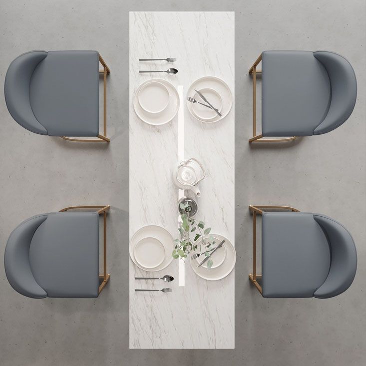 Tavolo da tavolo da barra di marmo artificiale rettangolare tavolo da bistrot lussuoso con doppio piedistallo