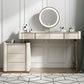 Glam Slate Top Vanity Dressing Table Beige Wooden Makeup Vanity Desk