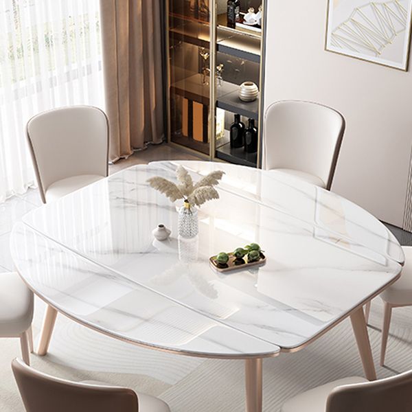 白いダイニングテーブルセット1/5/7ピース石のディネットセットキッチン