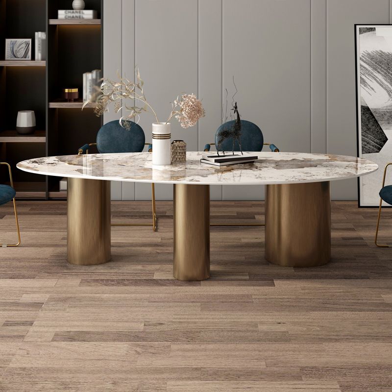 Glam 1/4/5 Pieces Dining Set Oval Sintered Stone Dining Table Set for Dining Areas Clearhalo 'Dining Room Sets' 'Dining Tables & Seating' 'dining_room_set' 'furn' 'furn_dining_room_set' 'Furniture' 'furniture_dining_room_set' 'Kitchen & Dining Furniture' 1200x1200_9fa7105b-f7e9-4642-8e50-75e415047752