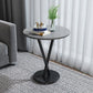 Modernistic Slate Top Round Side End Table Metal X-base End Table