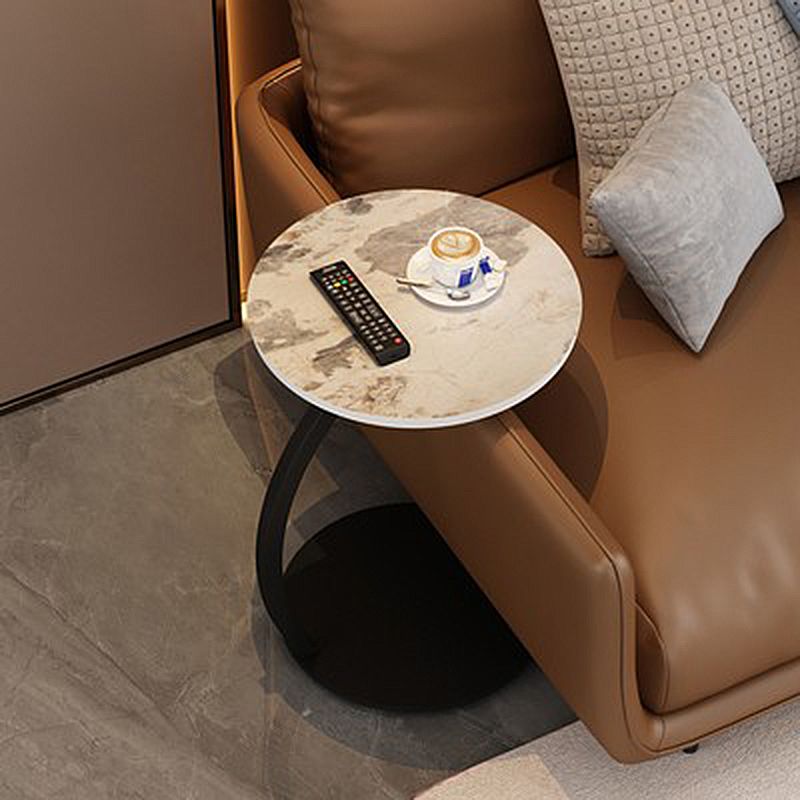 Modern Style Cocktail Table Rock Tabletop Ironwork Table Foot Round Coffee Table