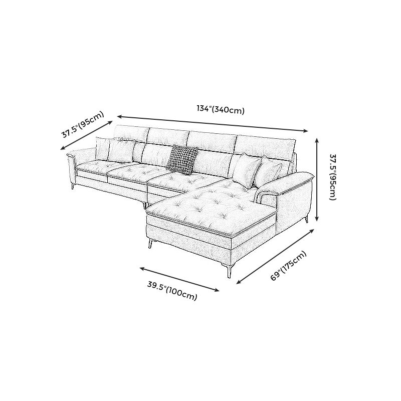 133.86" L √ó 68.89" W √ó 37.40" H Faux Leather Sofa High Back Square Arm Sectional Clearhalo 'furn' 'furn_sectionals' 'Furniture' 'furniture_sectionals' 'kitchen' 'kitchen_sectionals' 'Living Room Furniture' 'Sectionals' 1200x1200_9fac279c-57d9-433c-9ab5-ce9059b0ea11