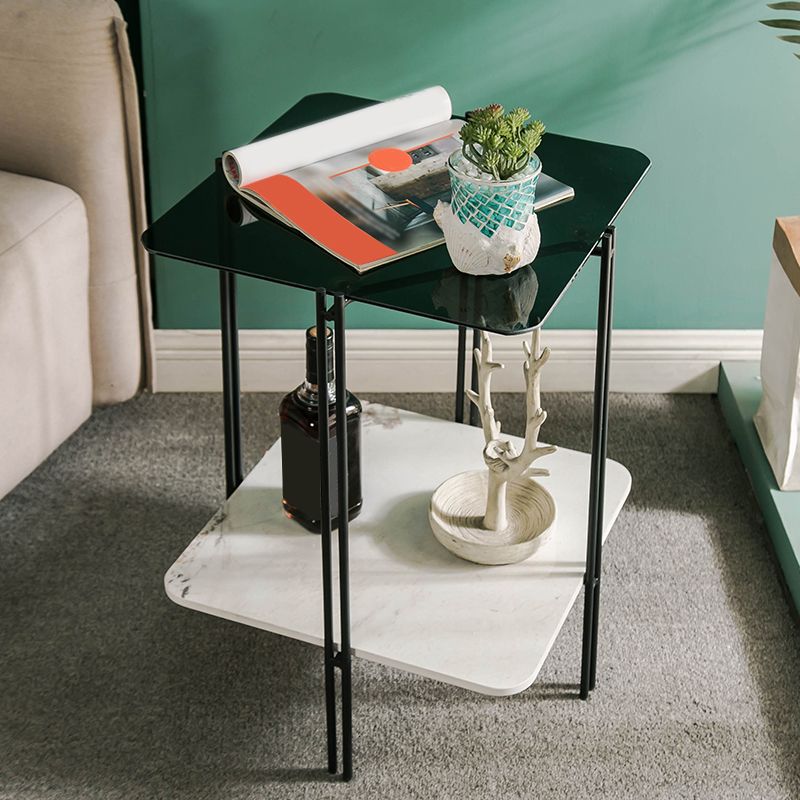 Tavolo da fascia alta a 4 gambe contemporanei tavolo di fascia alta vetro quadrata, 23,6 "di altezza