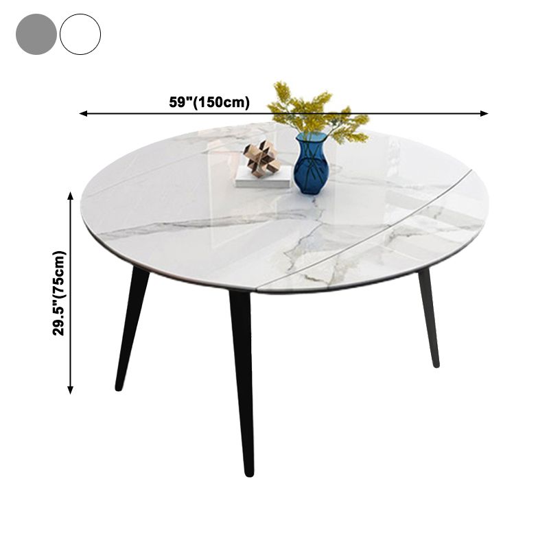 Simplicity Round Dining Room Table Sintered Stone Table with 4 Black Legs Clearhalo ' dining_table' 'Dining Tables & Seating' 'Dining Tables' 'furn' 'furn_dining_table' 'Furniture' 'furniture_dining_table' 'Kitchen & Dining Furniture' 'kitchen&dining_furn' 'kitchen' 'kitchen_dining_table' 1200x1200_9fb2ccfd-f2b6-4c2f-8111-aa7d0c08a64a
