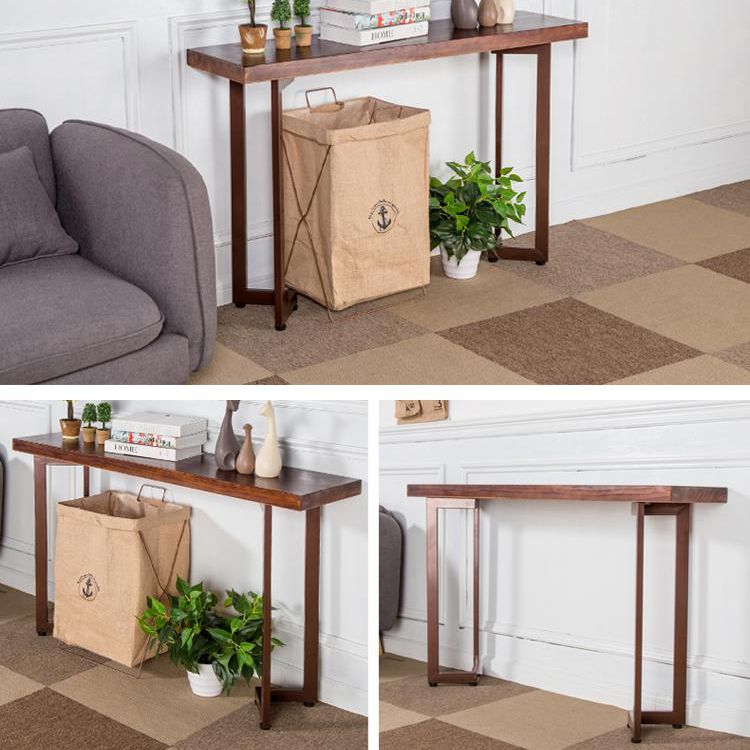 Mesa de consola moderna de mediados de siglo con tapa de rectángulo de madera para Hall