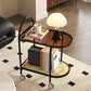 23.62" Wide Metal Side Table Oval Glass Top Sofa Side Accent Table