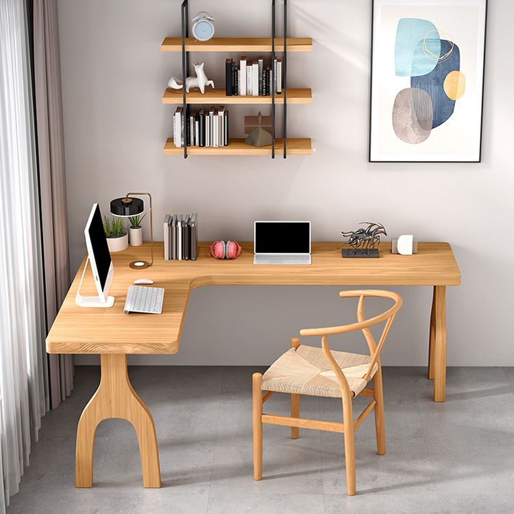 Contemporary Style L-Shape Home Wrting Desk Simple Solid Wood Working Writing Desk Clearhalo 'furn' 'furn_office_desk' 'Furniture' 'Office Desks' 'Office Furniture' 'office_desk' 1200x1200_9fb8cb86-d5f2-466b-868d-4130f54ce8a6