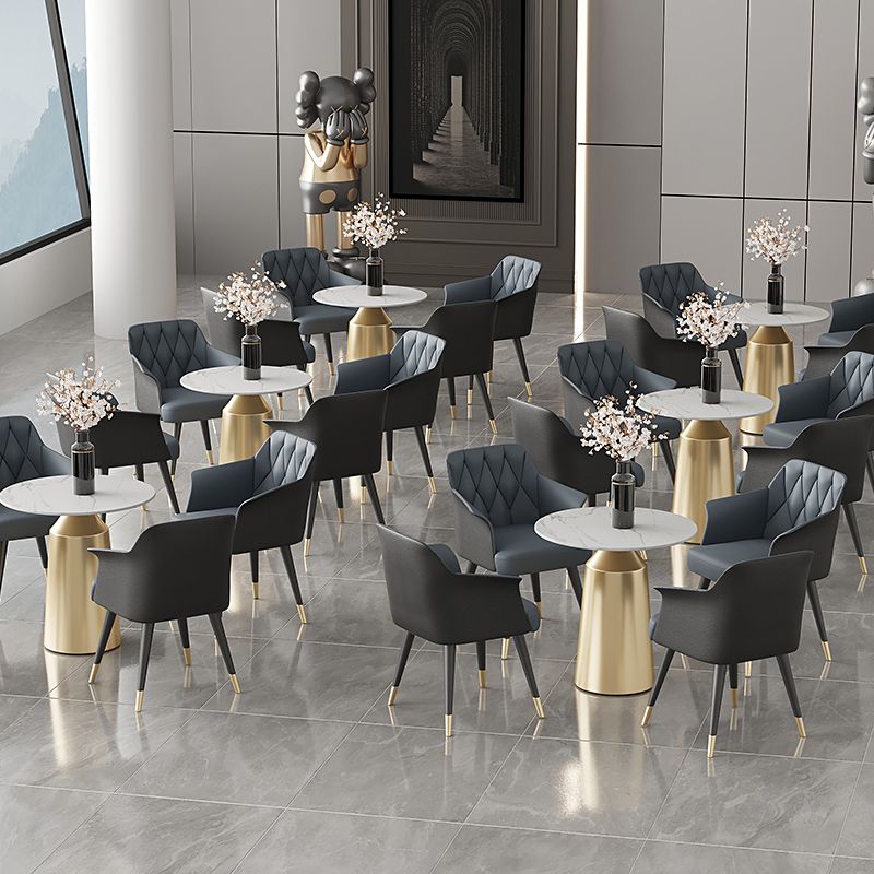 Glam Metal Arm Dining Chair Faux Leather Side Chair for Restaurant Use Clearhalo ' kitchen&dining_furn' 'Dining Chairs' 'Dining Tables & Seating' 'dining_chair' 'furn' 'furn_dining_chair' 'Furniture' 'furniture_dining_chair' 'Kitchen & Dining Furniture' 'kitchen' 1200x1200_9fb91dab-2bed-454f-8de5-af7cf66e0a42