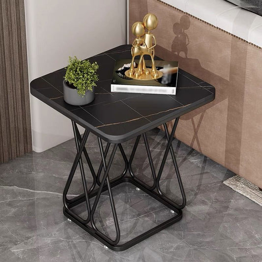 Frame Base Square in Shape with Rock Plate Mesa and Iron Art Side Table Clearhalo 'Coffee & Accent Tables' 'End & Side Tables' 'end_side_tables' 'furn' 'furn_end_side_tables' 'Furniture' 'Living Room Furniture' 1200x1200_9fba5cdb-fb65-4cb5-a003-7370d822679b