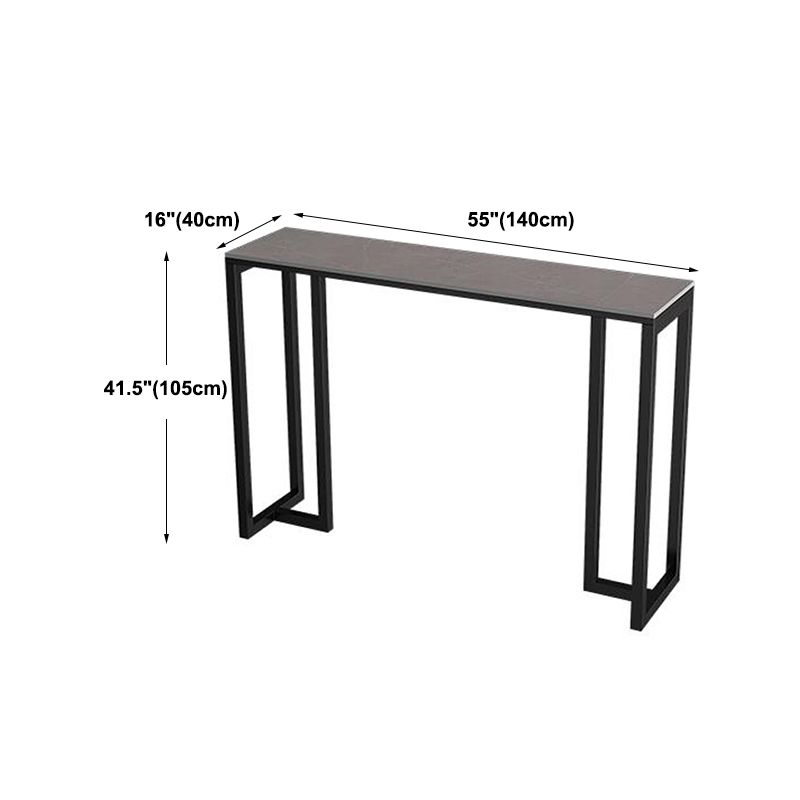 Industrial Black Iron Bar Dining Table with Grey Stone Rectangle Indoor Bistro Table Clearhalo 'Bar Furniture' 'Bar Tables' 'bar_tables' 'furn' 'furn_bar_tables' 'Furniture' 'furniture_bar_tables' 'Kitchen & Dining Furniture' 1200x1200_9fbbdb25-743f-4013-a654-54ec5287cd08