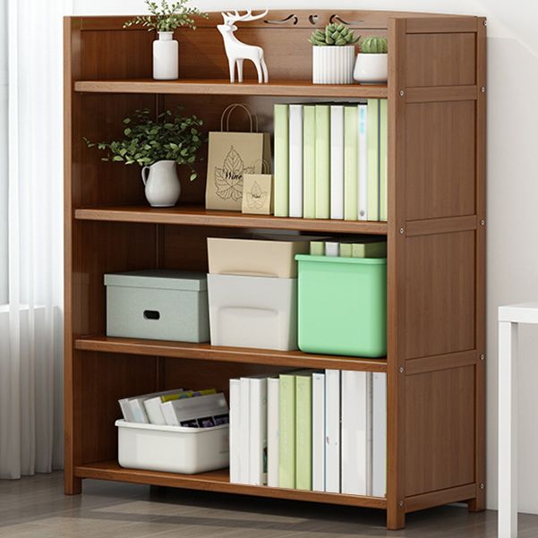Brown Closed Back Book Shelf Bamboo Standard Vertical Bookcase for Home