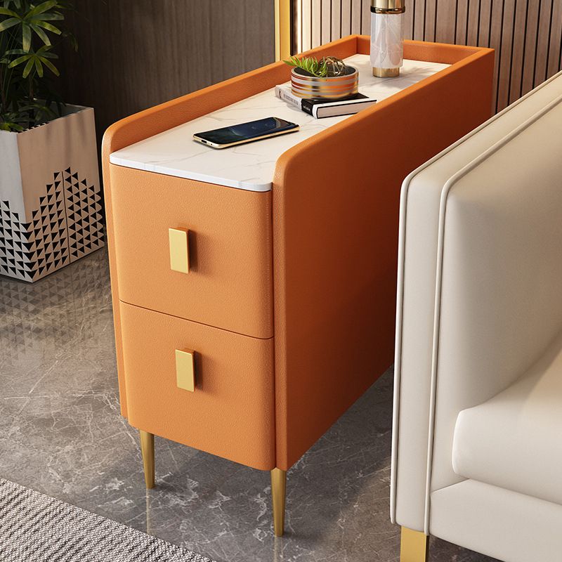 Rectangular Pine 4 Legs Side Table 11.8" Wide Two-Drawer End Table