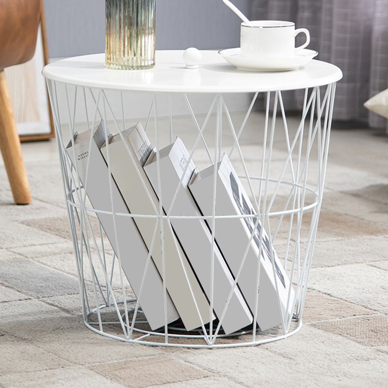 Contemporary Metal Round Top Coffee or End Table with Fram Base Clearhalo 'Coffee & Accent Tables' 'Coffee Tables' 'coffee_tables' 'furn' 'furn_coffee_tables' 'Furniture' 'Living Room Furniture' 1200x1200_9fbd702e-4831-4048-8be5-cf90df4b3f98