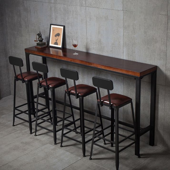 Wood Bar Dining Table Industrial Bar Dining Table with Trestle Base Clearhalo 'Bar Furniture' 'Bar Tables' 'bar_tables' 'furn' 'furn_bar_tables' 'Furniture' 'furniture_bar_tables' 'Kitchen & Dining Furniture' 1200x1200_9fc0035a-2d20-419c-b38d-7de32f110d18