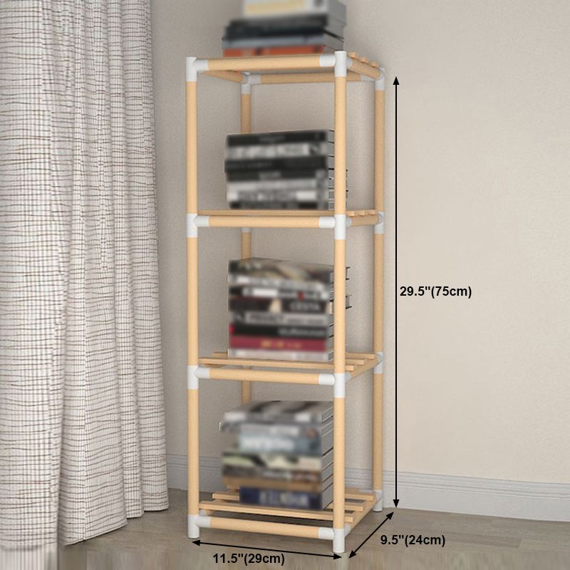 Contemporary Style Bookshelf Open Back Solid Wood in Natural Book Shelf Clearhalo 'Bookcases' 'Furniture' 'furniture_bookcases' 'kitchen' 'kitchen_bookcases' 'Living Room Furniture' 'Office Furniture' 1200x1200_9fc106c4-b31c-4524-b1ce-c3c4f88e6406