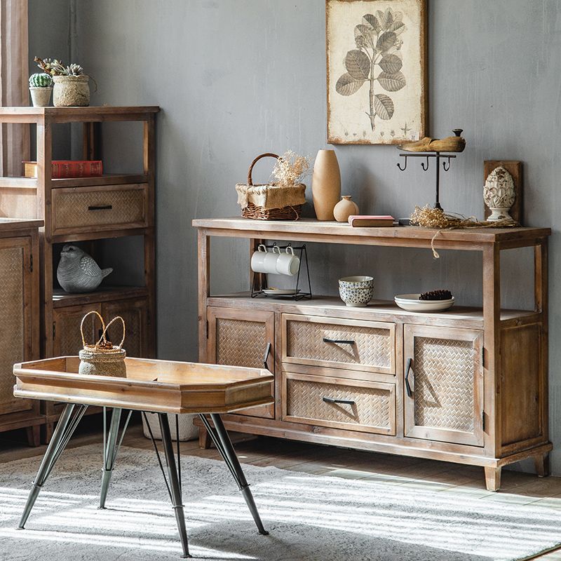 Traditional Wooden Dining Server Open Storage Sideboard for Dining Room Clearhalo 'buffet_sideboard' 'Buffets & Sideboards' 'furn' 'furn_buffet_sideboard' 'Furniture' 'Kitchen & Dining Furniture' 1200x1200_9fc14458-8a85-4b1d-87d1-f08374ae7e2e