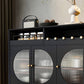 Schwarzes Sideboard aus Holz mit Tür, modernes, minimalistisches Wohnzimmer-Buffet-Sideboard