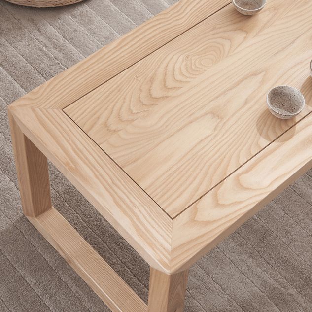 Scandinavian Solid Wood Coffee Table with Sled Base Cocktail Table
