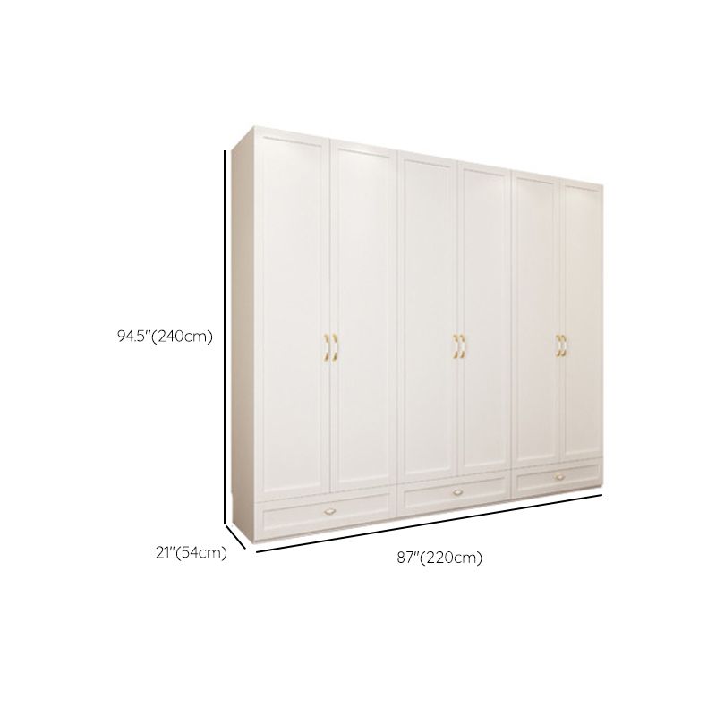 Engineered Wood Wardrobe Closet with Shelves White Wardrobe Cabinet