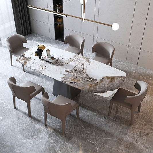 Modern Rectangle Dinette Set 1/3/4/7 Pieces Sintered Stone Top Dining Table Set Clearhalo 'Dining Room Sets' 'Dining Tables & Seating' 'dining_room_set' 'furn' 'furn_dining_room_set' 'Furniture' 'furniture_dining_room_set' 'Kitchen & Dining Furniture' 1200x1200_9fc60134-d624-4532-8803-eb51f9af29b8