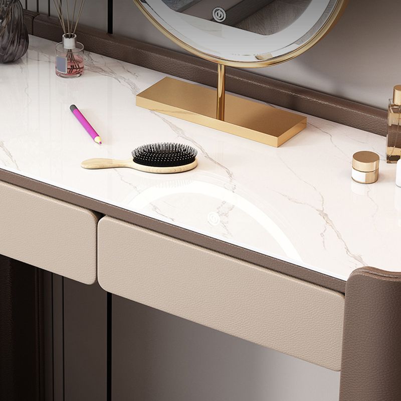 2/5 Schublade fester Holzverkesseltisch Brauner Make -up -Eitelkeitstisch