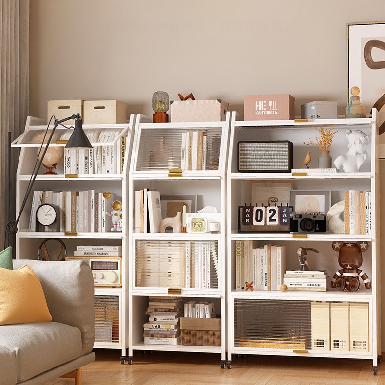 Metal Standard Bookshelf Closed Back Industrial Bookcase with Cabinets
