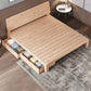 Scandinavian Full Panel Bed Natural Platform Bed with 2 Storage Drawers
