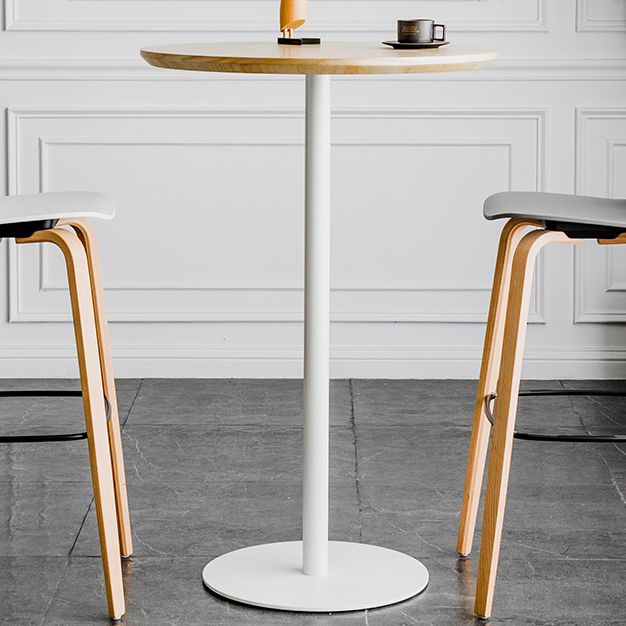 Round Wood Top Bar Table with Pedestal Industrial Metal Frame Bar Table Clearhalo 'Bar Furniture' 'Bar Tables' 'bar_tables' 'furn' 'furn_bar_tables' 'Furniture' 'Kitchen & Dining Furniture' 1200x1200_9fc98025-765c-4408-b9f3-3cc2949c0115