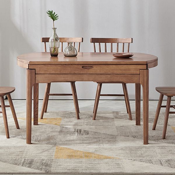 Modern Style Brown Dining Table Round Solid Wood Dining Table with 4 Legs for Living Room Clearhalo ' dining_table' 'Dining Tables & Seating' 'Dining Tables' 'furn' 'furn_dining_table' 'Furniture' 'furniture_dining_table' 'Kitchen & Dining Furniture' 'kitchen&dining_furn' 'kitchen' 'kitchen_dining_table' 1200x1200_9fc9dedf-62ff-4245-868b-06958451ab0a